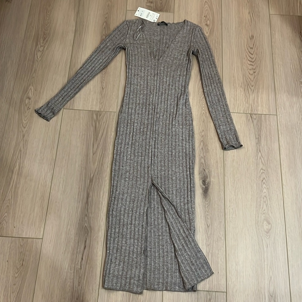 Zara Ribbed Sweater Dress - Picture 2 of 4